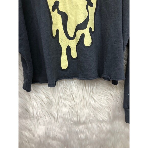 NWT Spooky Smiley World Cropped, Fleece lined Sweatshirt, Melting Smiley SZ XXL - Picture 4 of 8